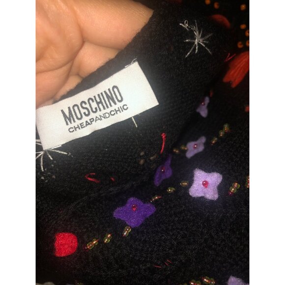 Y2K MOSCHINO CHEAP and CHIC Black Crochet Virgin Wool Short Sleeve & Maxi Skirt - Picture 9 of 10